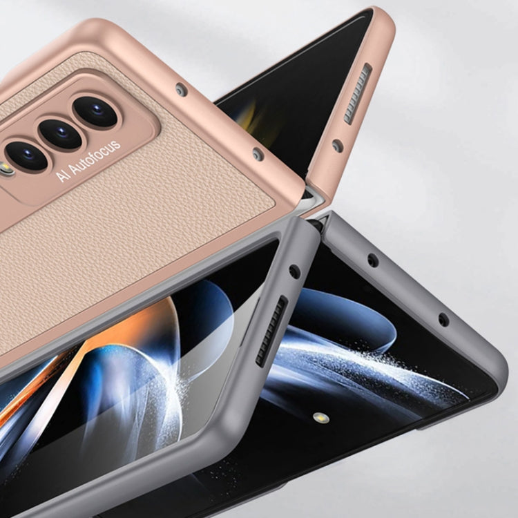 For Samsung Galaxy Z Fold4 GKK Ultra-thin Plain Leather Full Phone Case with Stand