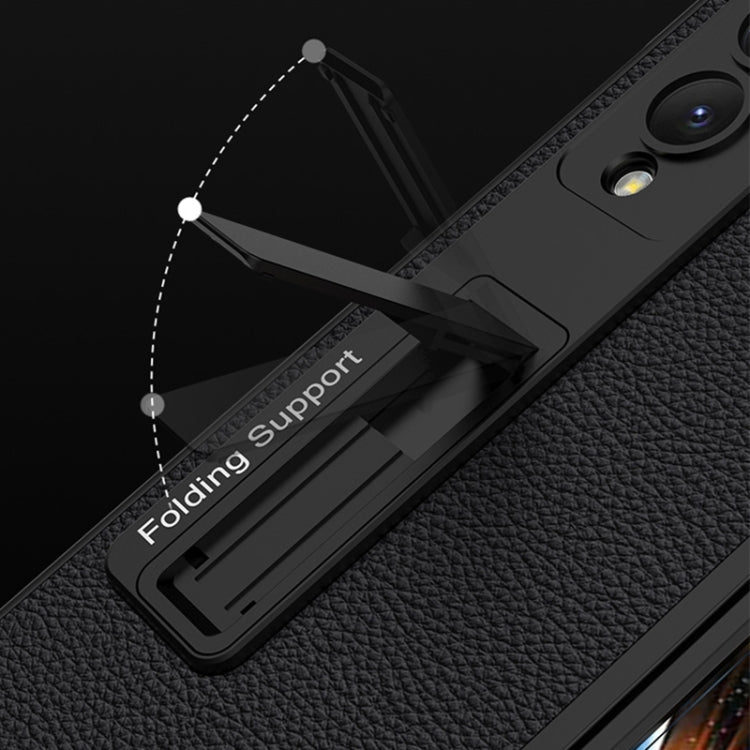For Samsung Galaxy Z Fold4 GKK Ultra-thin Plain Leather Full Phone Case with Stand
