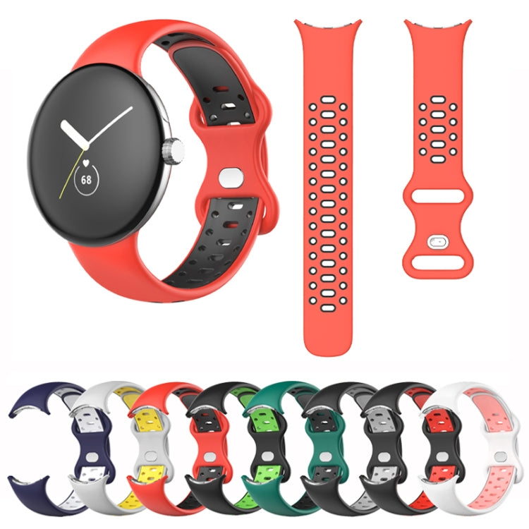 For Google Pixel Watch Two-Color Silicone Watch Band Women
