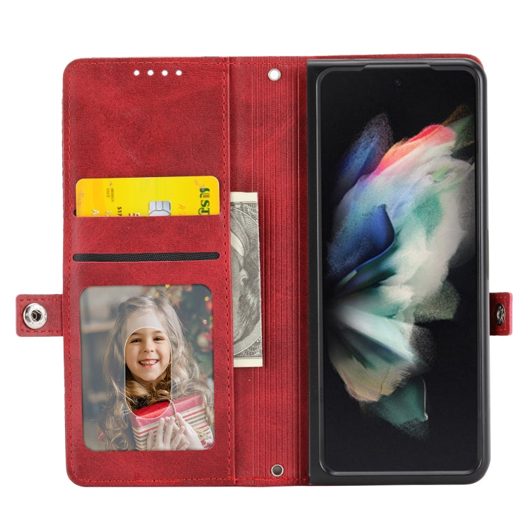 For Samsung Galaxy Z Fold4 Cubic Grid Calf Texture Leather Phone Case