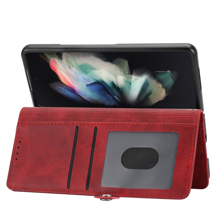 For Samsung Galaxy Z Fold4 Cubic Grid Calf Texture Leather Phone Case