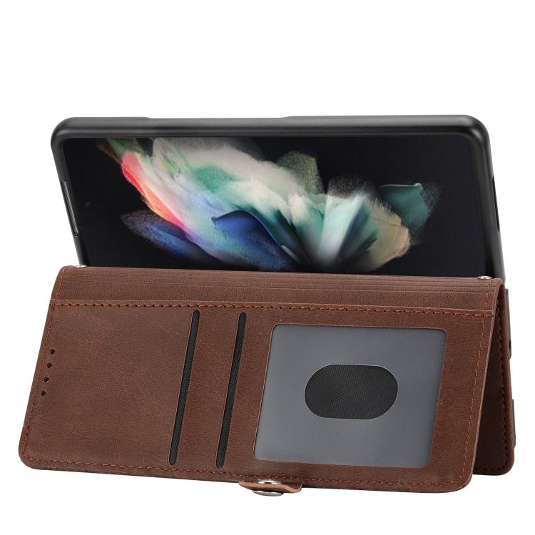 For Samsung Galaxy Z Fold4 Cubic Grid Calf Texture Leather Phone Case