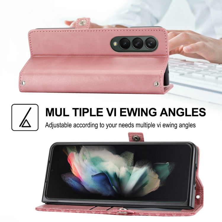 For Samsung Galaxy Z Fold4 Cubic Grid Calf Texture Leather Phone Case