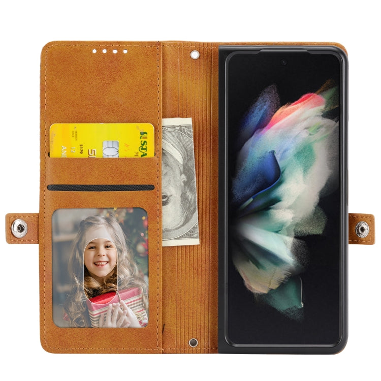 For Samsung Galaxy Z Fold4 Cubic Grid Calf Texture Leather Phone Case