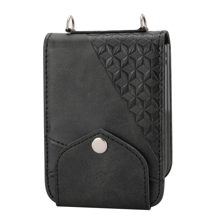 For Samsung Galaxy Z Flip4 Cubic Grid Calf Texture Leather Phone Case