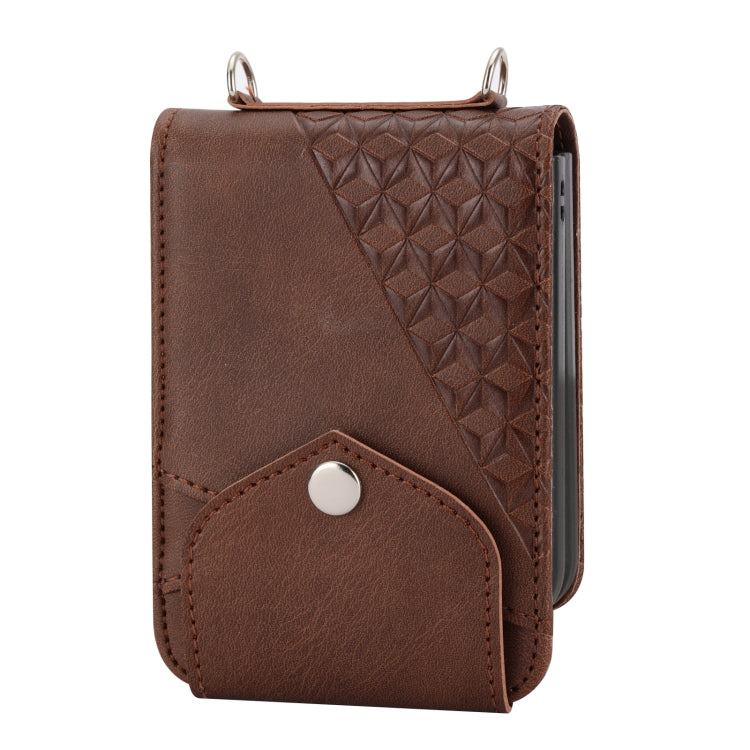 For Samsung Galaxy Z Flip4 Cubic Grid Calf Texture Leather Phone Case