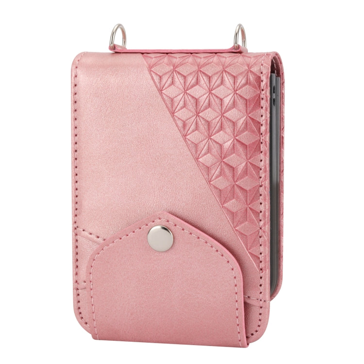 For Samsung Galaxy Z Flip4 Cubic Grid Calf Texture Leather Phone Case