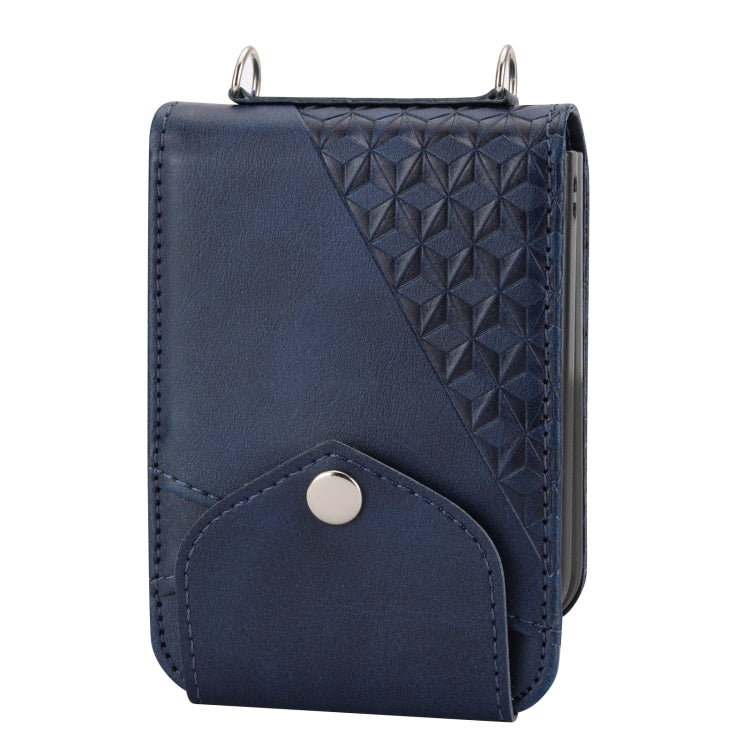 For Samsung Galaxy Z Flip4 Cubic Grid Calf Texture Leather Phone Case