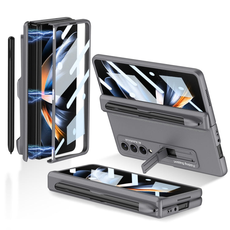 For Samsung Galaxy Z Fold4 GKK Magnetic Hinge Flip Phone Case with Holder & Pen Slot