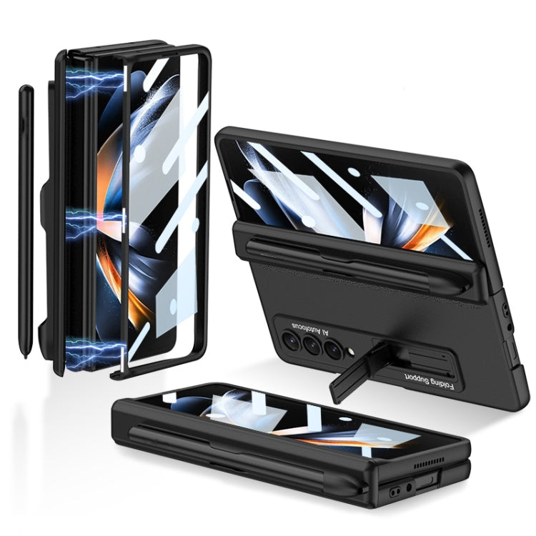 For Samsung Galaxy Z Fold4 GKK Magnetic Hinge Flip Phone Case with Holder & Pen Slot