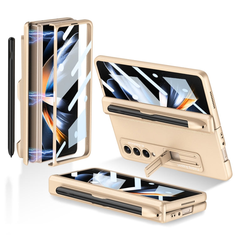 For Samsung Galaxy Z Fold4 GKK Magnetic Hinge Flip Phone Case with Holder & Pen Slot