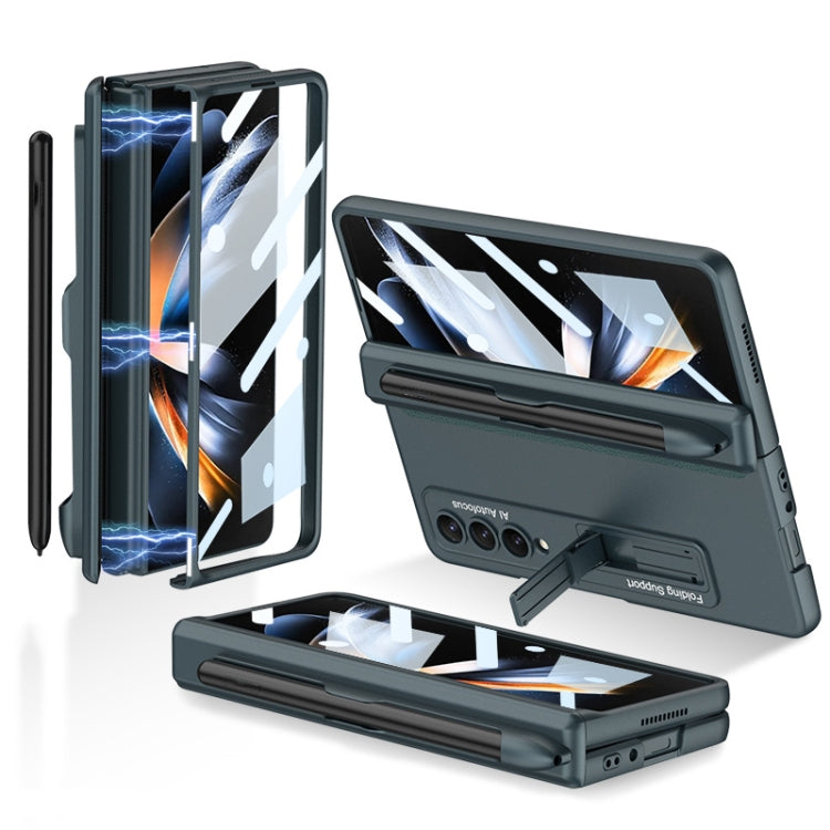 For Samsung Galaxy Z Fold4 GKK Magnetic Hinge Flip Phone Case with Holder & Pen Slot