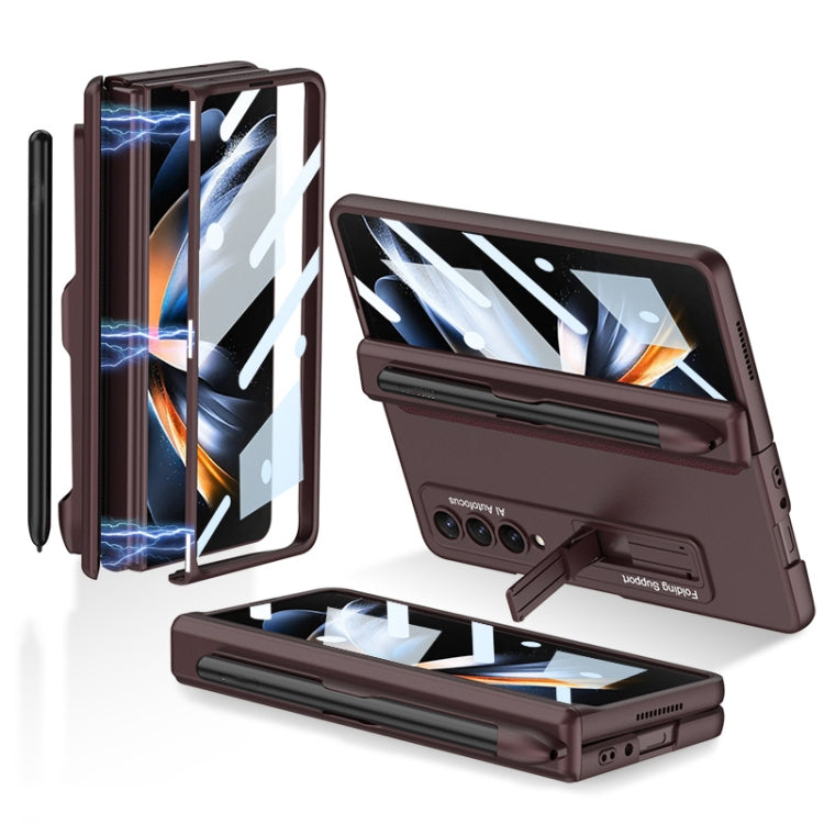 For Samsung Galaxy Z Fold4 GKK Magnetic Hinge Flip Phone Case with Holder & Pen Slot
