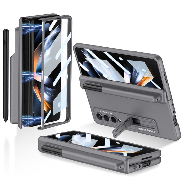 For Samsung Galaxy Z Fold4 GKK Magnetic Hinge Flip Phone Case with Pen Holder & Holder
