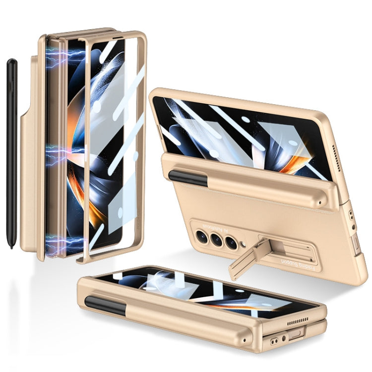 For Samsung Galaxy Z Fold4 GKK Magnetic Hinge Flip Phone Case with Pen Holder & Holder