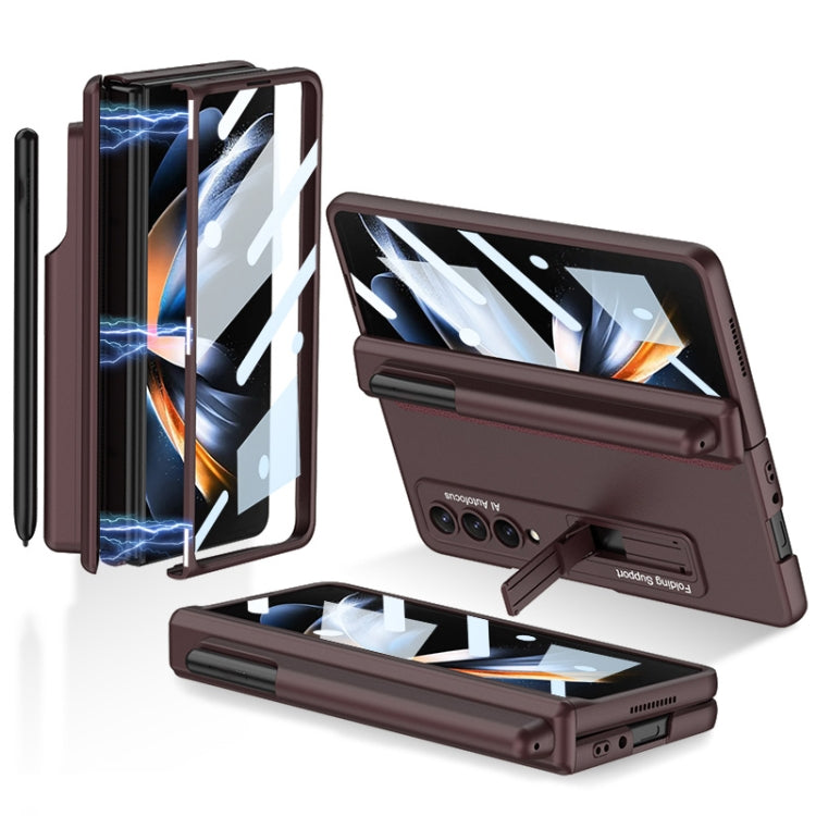 For Samsung Galaxy Z Fold4 GKK Magnetic Hinge Flip Phone Case with Pen Holder & Holder