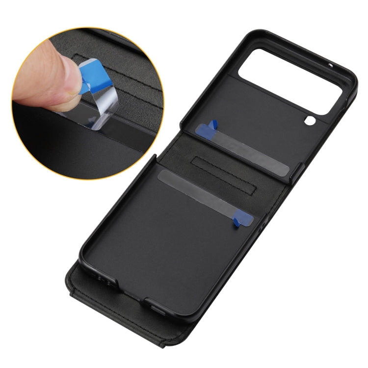 For Samsung Galaxy Z Flip4 Cubic Grid Calf Texture Leather Phone Case with Neck Lanyard