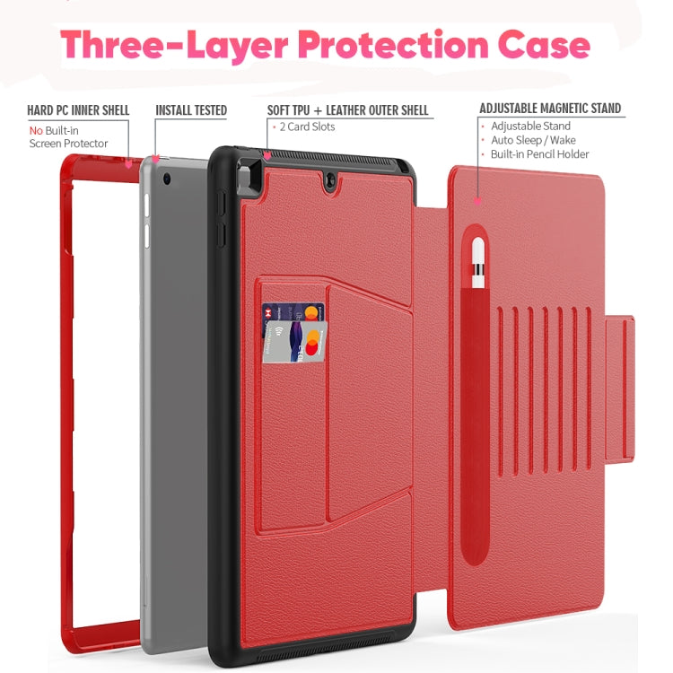 For iPad 10.2 Multifunctional Tablet PC Protective Leather Case with Bracket & Card Slots & Pen Slot & Wake-up / Sleep Function