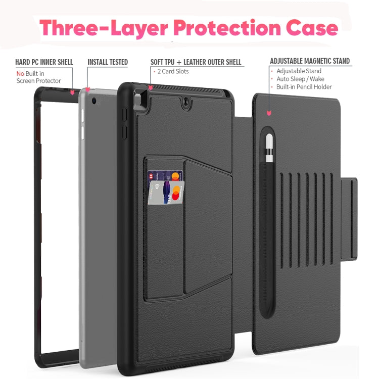 For iPad 10.2 Multifunctional Tablet PC Protective Leather Case with Bracket & Card Slots & Pen Slot & Wake-up / Sleep Function