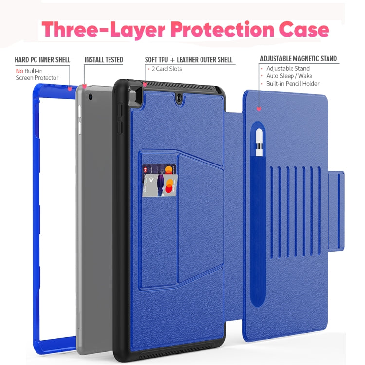 For iPad 10.2 Multifunctional Tablet PC Protective Leather Case with Bracket & Card Slots & Pen Slot & Wake-up / Sleep Function