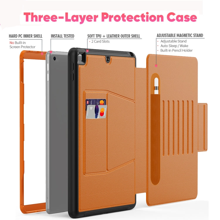 For iPad 10.2 Multifunctional Tablet PC Protective Leather Case with Bracket & Card Slots & Pen Slot & Wake-up / Sleep Function