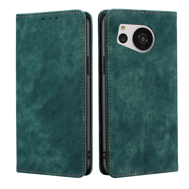 For Sharp Aquos Sense7 RFID Anti-theft Brush Magnetic Leather Phone Case