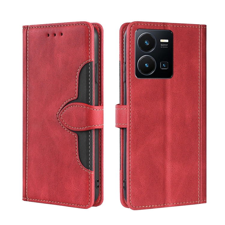 For vivo Y35 4G / Y22 / Y22s Skin Feel Magnetic Buckle Leather Phone Case