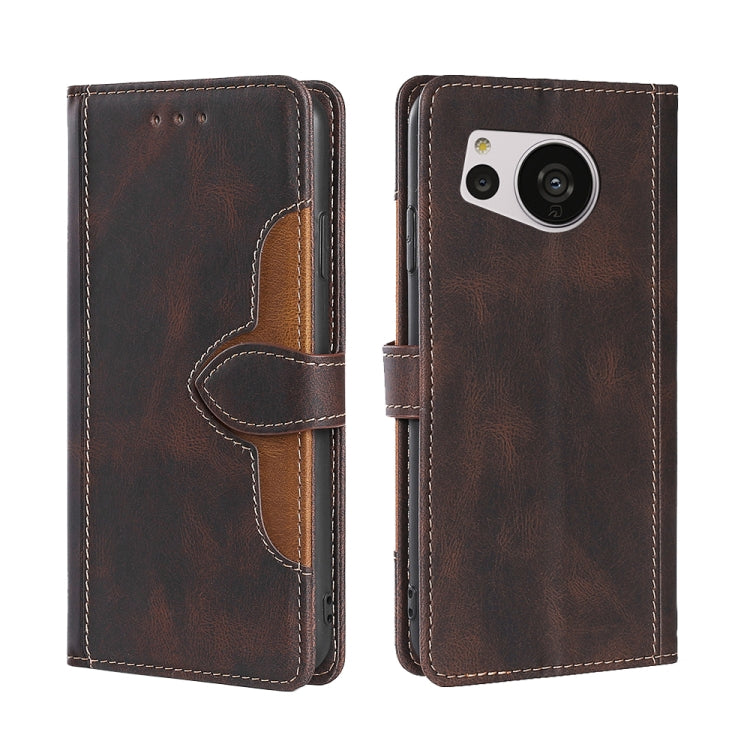 For Sharp Aquos Sense7 Skin Feel Magnetic Buckle Leather Phone Case