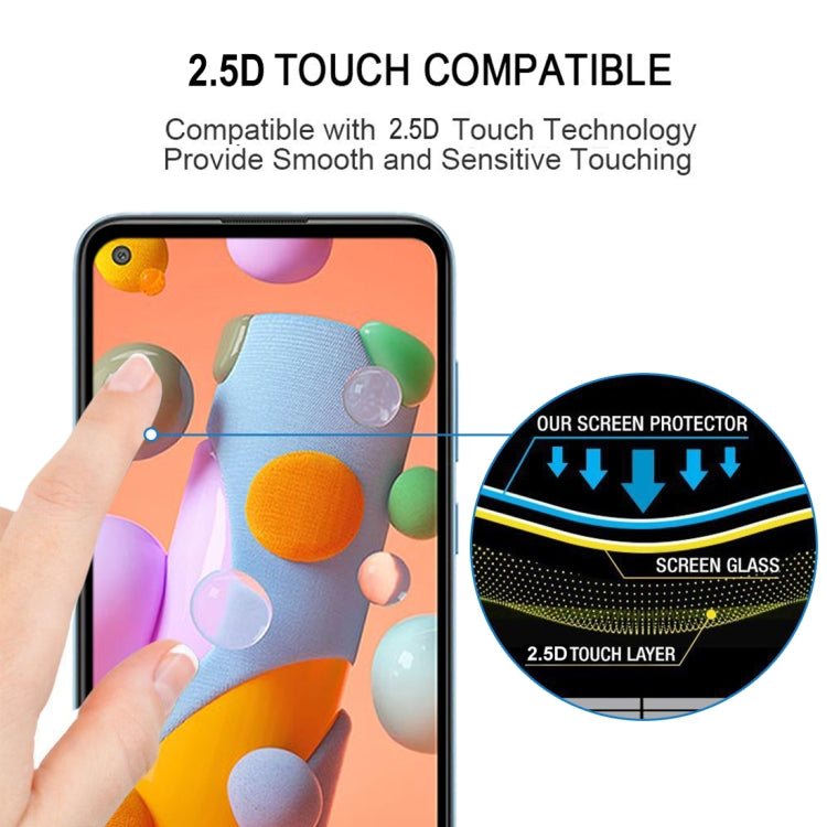 25 PCS 9H Surface Hardness 2.5D Full Glue Full Screen Tempered Glass Film For Galaxy A11