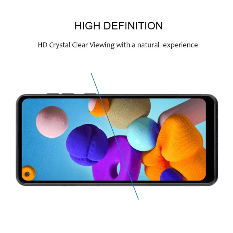 25 PCS 9H Surface Hardness 2.5D Full Glue Full Screen Tempered Glass Film For Galaxy A21