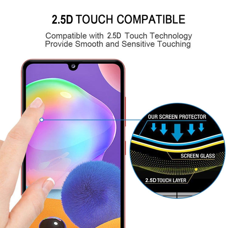 25 PCS 9H Surface Hardness 2.5D Full Glue Full Screen Tempered Glass Film For Galaxy A31
