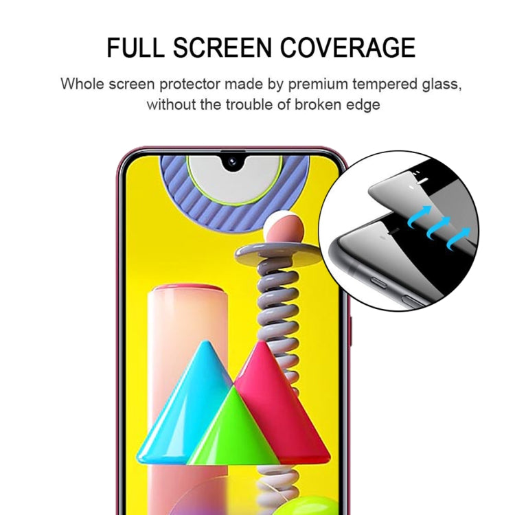 25 PCS 9H Surface Hardness 2.5D Full Glue Full Screen Tempered Glass Film For Galaxy M31