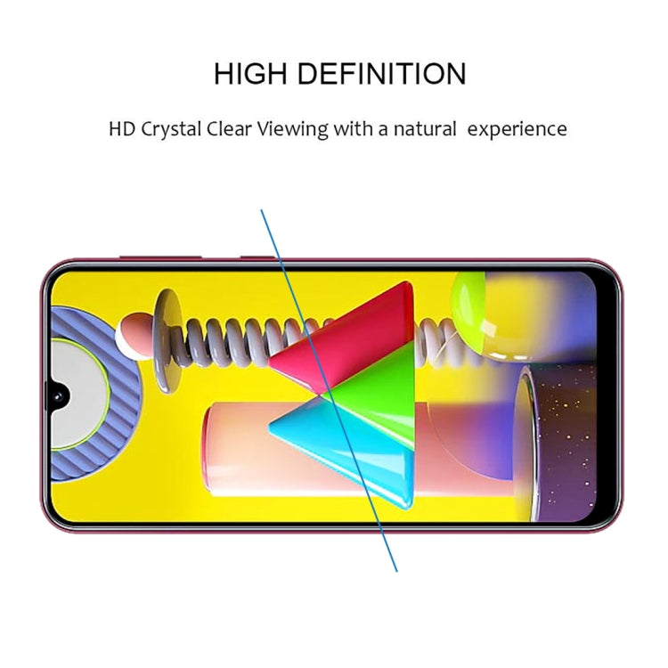 25 PCS 9H Surface Hardness 2.5D Full Glue Full Screen Tempered Glass Film For Galaxy M31
