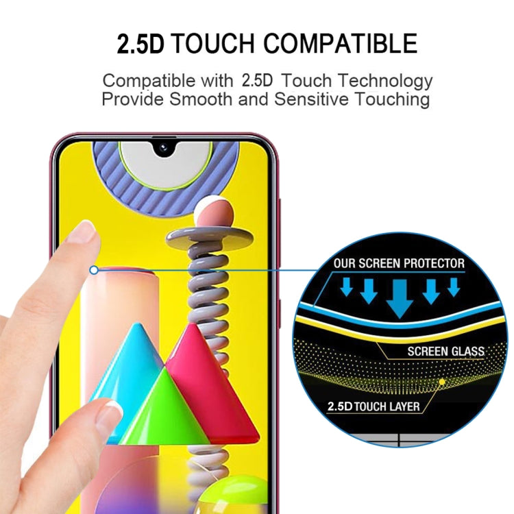 25 PCS 9H Surface Hardness 2.5D Full Glue Full Screen Tempered Glass Film For Galaxy M31