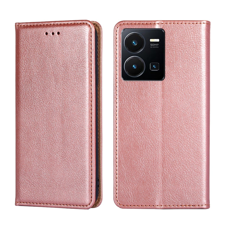 For vivo Y35 4G / Y22 / Y22s Gloss Oil Solid Color Magnetic Leather Phone Case