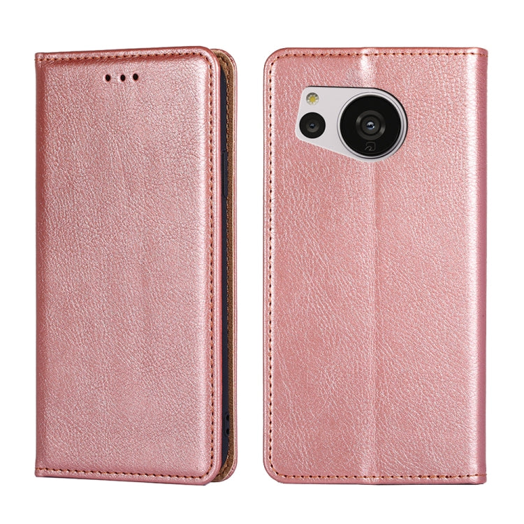 For Sharp Aquos Sense7 Gloss Oil Solid Color Magnetic Leather Phone Case