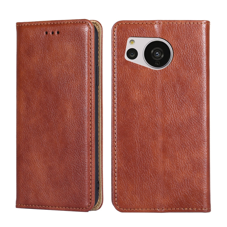 For Sharp Aquos Sense7 Gloss Oil Solid Color Magnetic Leather Phone Case
