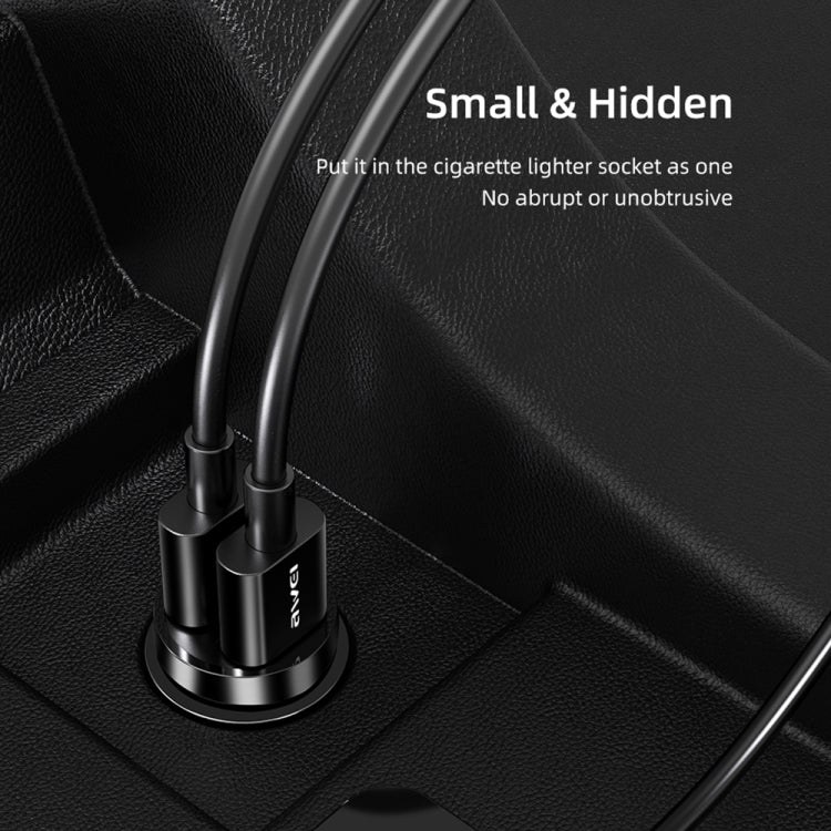 awei C-826 Mini Dual USB 2.4A Car Charger(Black)