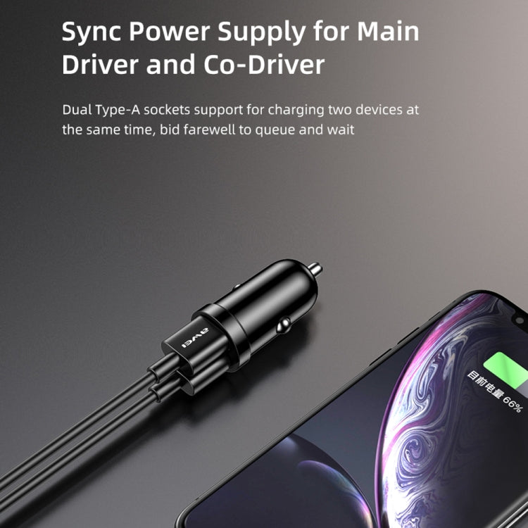 awei C-826 Mini Dual USB 2.4A Car Charger(Black)