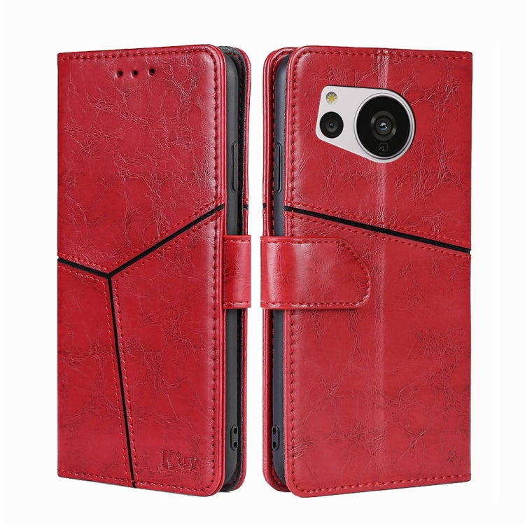 For Sharp Aquos Sense7 Geometric Stitching Leather Phone Case