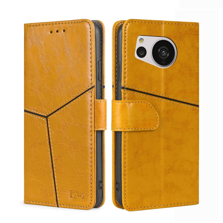 For Sharp Aquos Sense7 Geometric Stitching Leather Phone Case