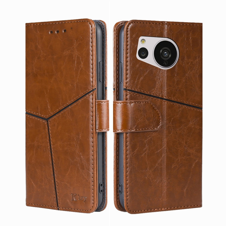 For Sharp Aquos Sense7 Geometric Stitching Leather Phone Case
