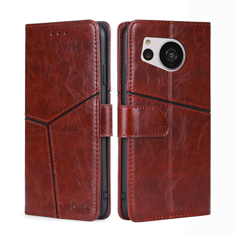 For Sharp Aquos Sense7 Geometric Stitching Leather Phone Case