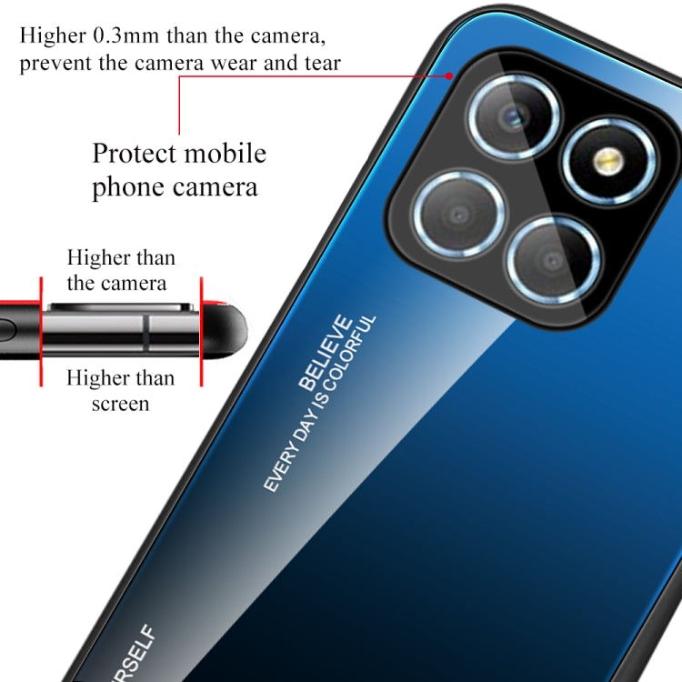 For Honor X8 Gradient Color Glass Phone Case