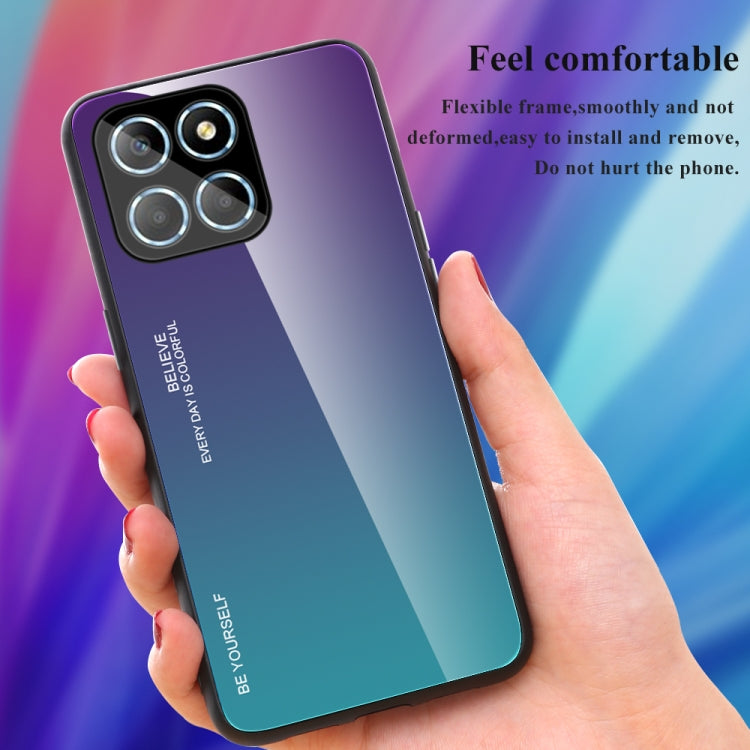 For Honor X8 Gradient Color Glass Phone Case