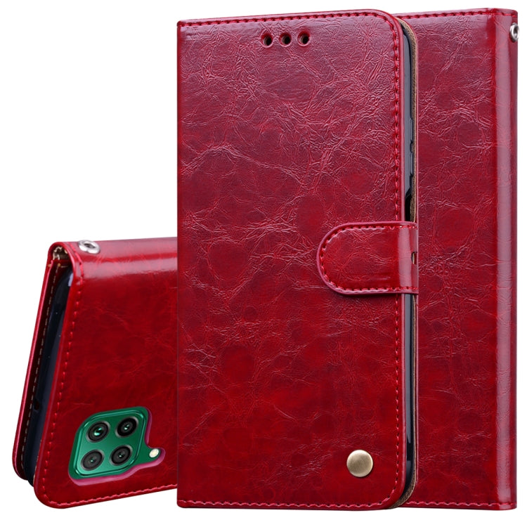 For Huawei P40 Lite Business Style Oil Wax Texture Horizontal Flip Leather Case, with Holder & Card Slots & Wallet