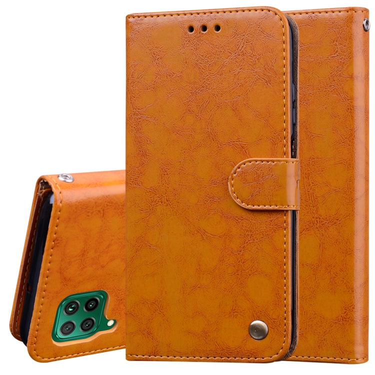 For Huawei P40 Lite Business Style Oil Wax Texture Horizontal Flip Leather Case, with Holder & Card Slots & Wallet