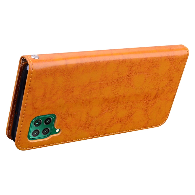 For Huawei P40 Lite Business Style Oil Wax Texture Horizontal Flip Leather Case, with Holder & Card Slots & Wallet