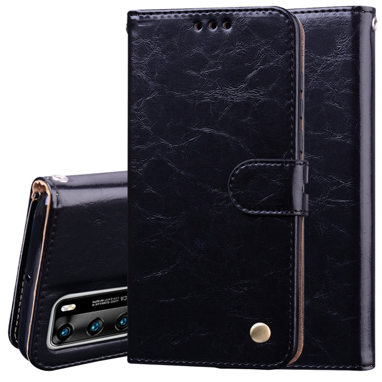 For Huawei P40 Business Style Oil Wax Texture Horizontal Flip Leather Case, with Holder & Card Slots & Wallet