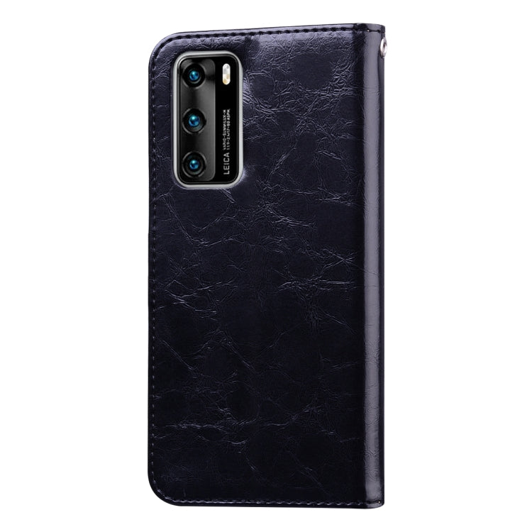 For Huawei P40 Business Style Oil Wax Texture Horizontal Flip Leather Case, with Holder & Card Slots & Wallet